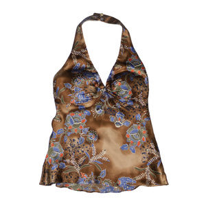Vintage Silk Floral Halter Top Lillie Rubin